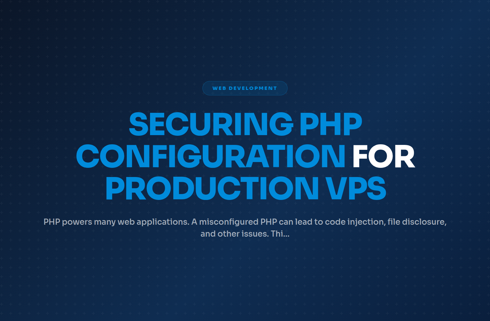 Securing PHP Configuration for Production VPS